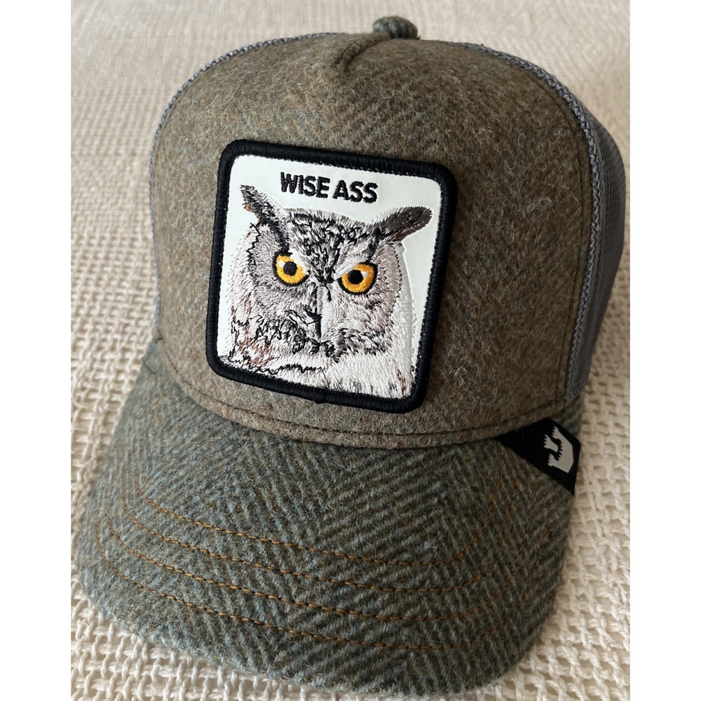 [101-1485] "WISE ASS" Goorin Bros Silver Adjustable Cap Moon Owl NWT